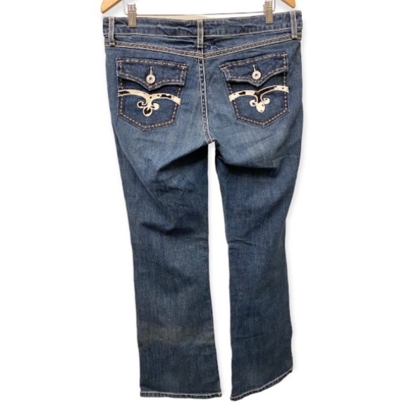 Wrangler Sz 11 Rock 47 Ultra Low Rise Jeans Cowhide Accents Embroidered Women’s - Picture 4 of 14